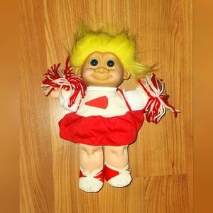 Russ Troll Kids Cheerleader Red & White Vintage Doll Trolls EUC